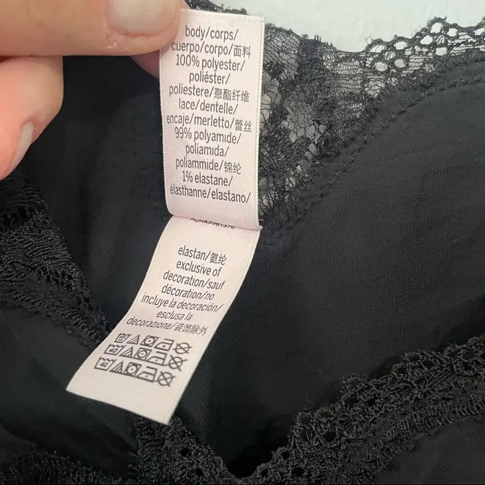 Victoria’s Secret black lace lingerie slip dress size small nightie sexy